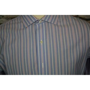 Brooks Brothers Striped Dress Shirt Long Sleeve Button Down Blue Pink Size XL